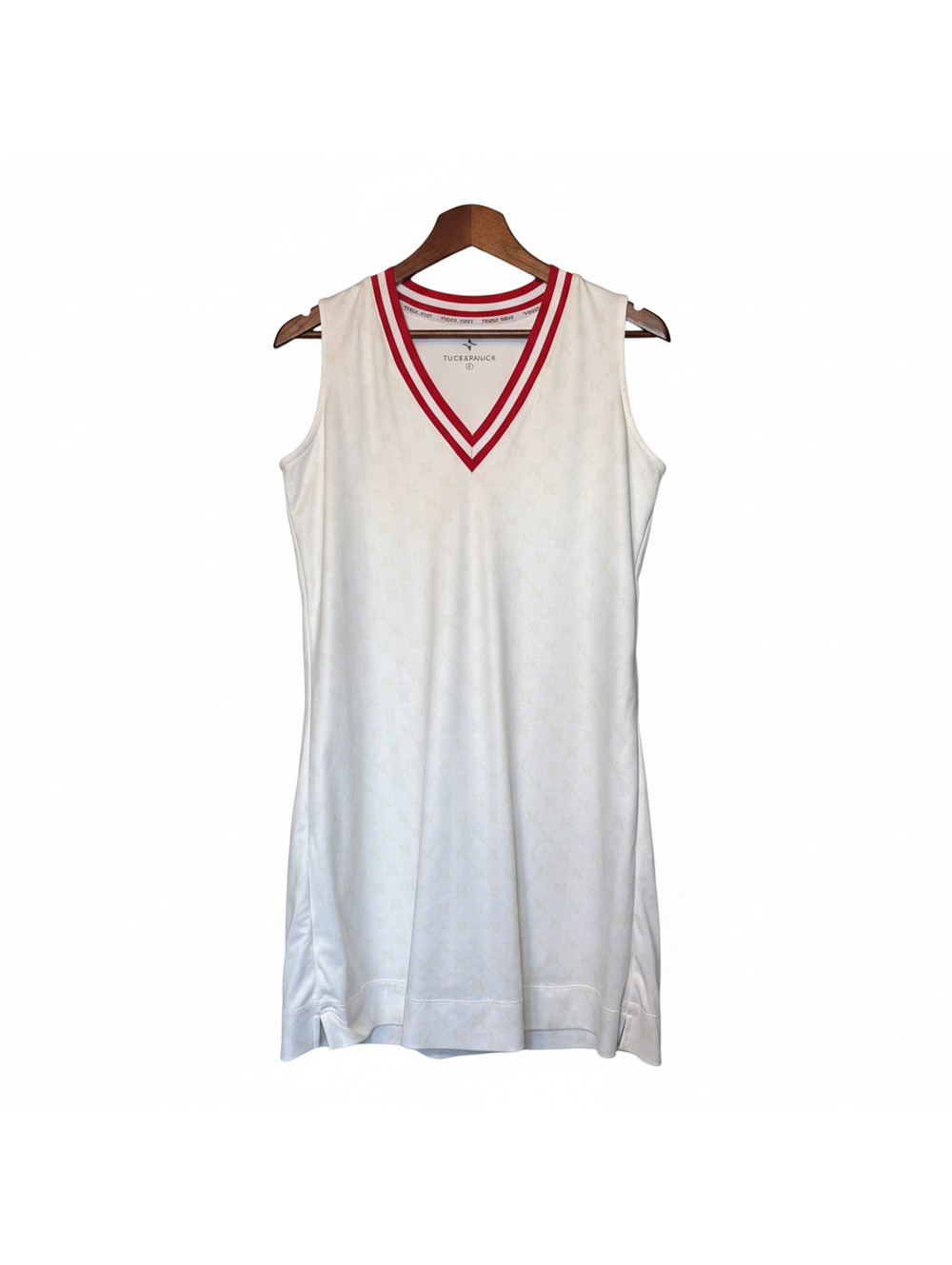 Tuckernuck Sport Sleeveless V-Neck Tennis Dress White Red Trim Size M Preppy